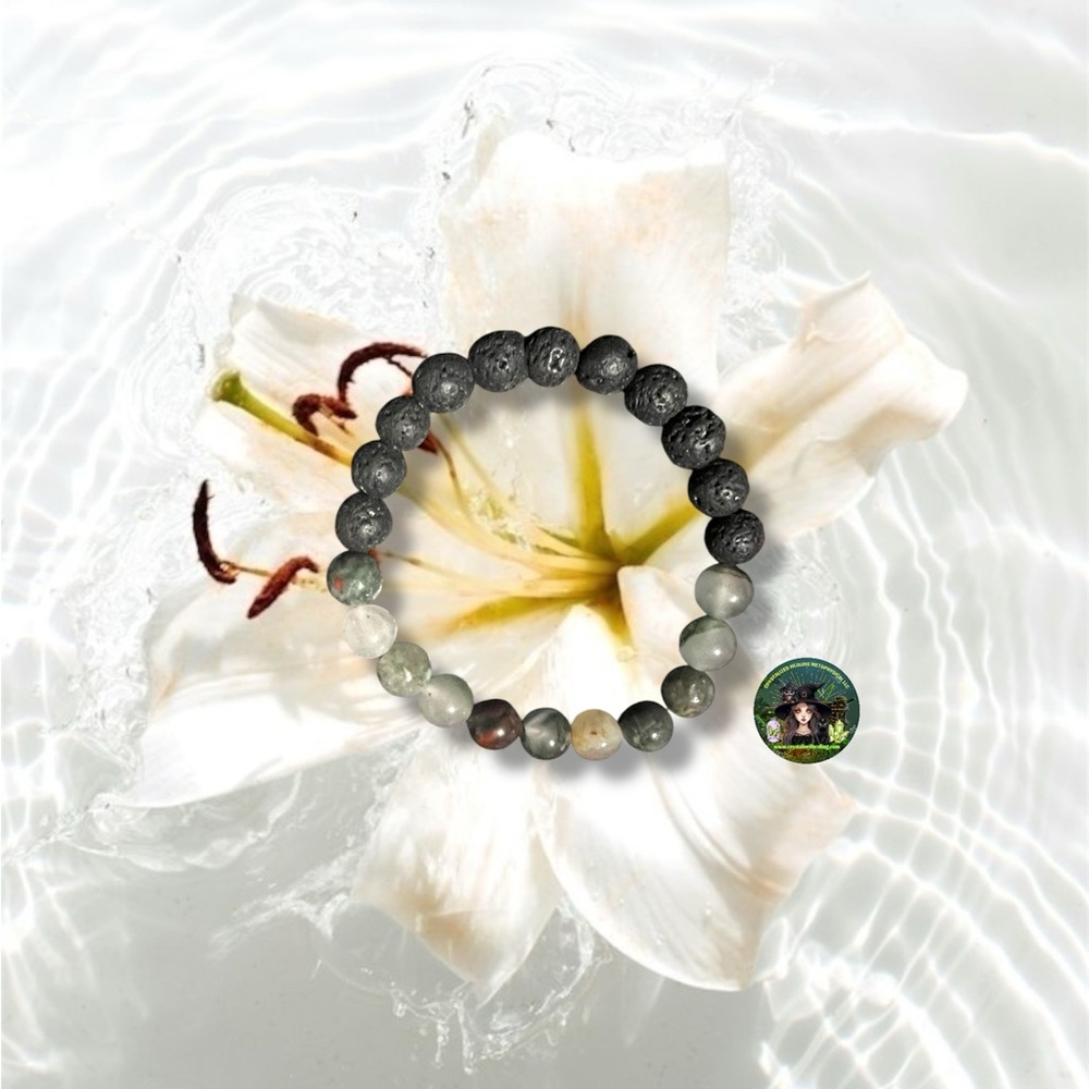 Bloodstone & Lava Stone Crystal Bracelet